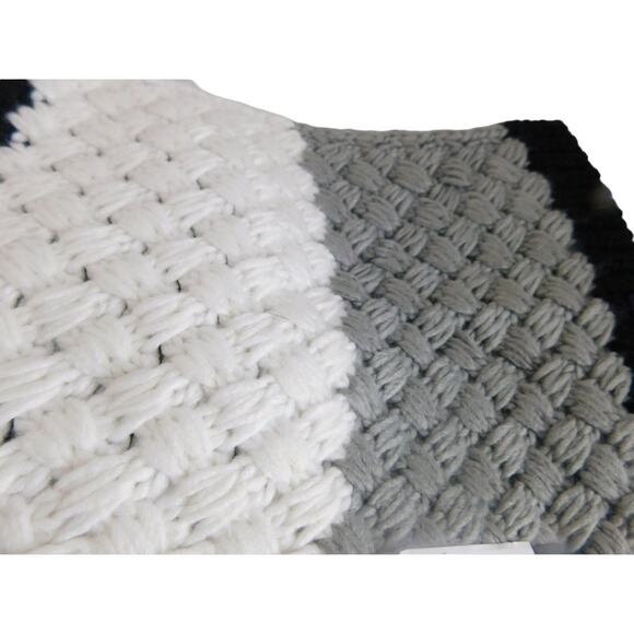 Tommy Hilfiger Chunky Knit Scarf Black White & Gray One Size New - Picture 6 of 6